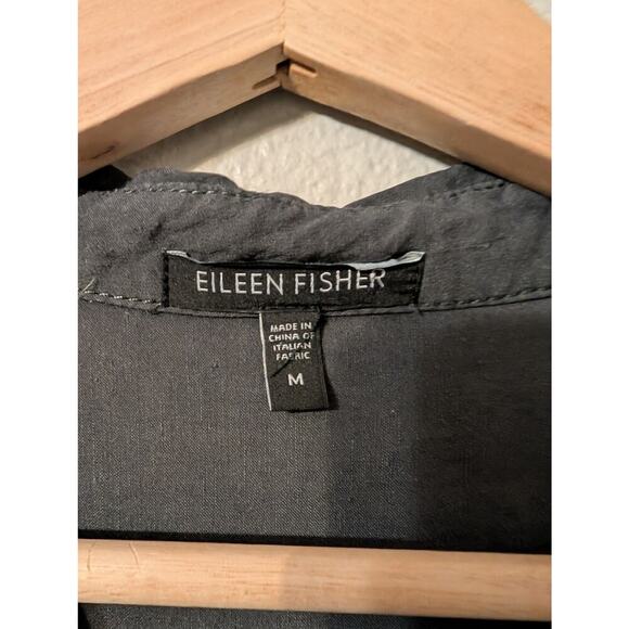 Eileen Fisher Linen Blend Midi Shirt Dress Womens M Grey Long Sleeve Modest - Picture 3 of 10